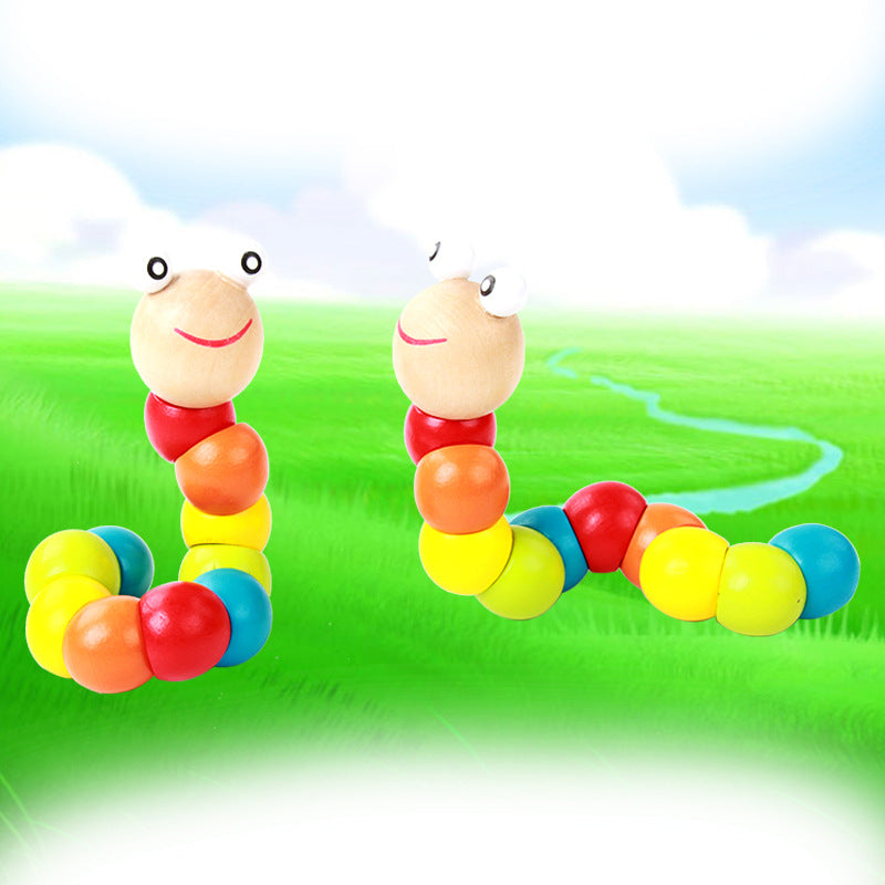 Colorful Simulation Caterpillar Twist Worm Baby Educational Early Education Wooden Toy Doll Worm Building Blocks