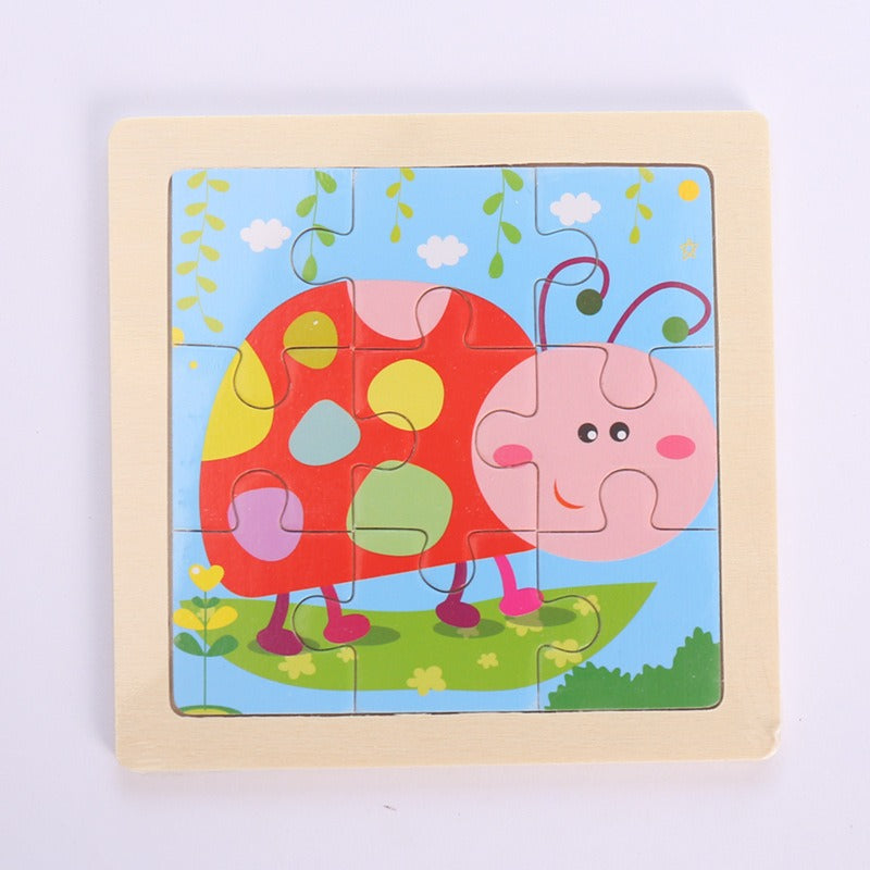 9 Pieces Of Wooden Children's Puzzle Toys Early Childhood Educational Cartoon Animal Transportation Cognitive Puzzle Board