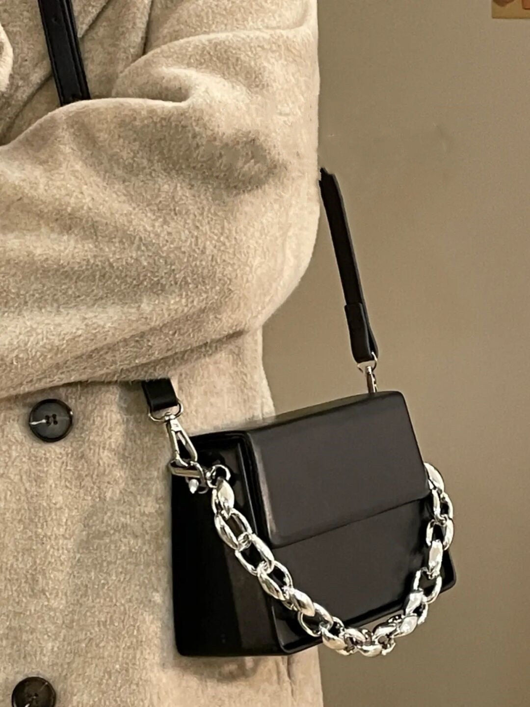 Versatile Simply Chains Solid Color Handbags For Woman New Brand Leather Crossbody Shoulder Bag Fashion