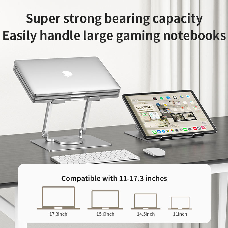 Office Aluminum Notebook Bracket Computer Cooling Bracket Double Pole Folding 360 Degree Stepless Rotation