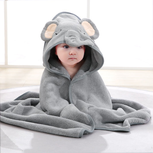 child baby cartoon animal face elephant hooded towel newborn