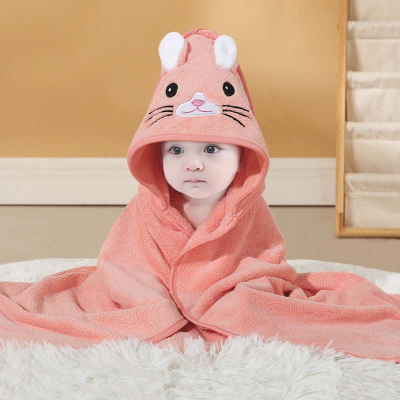 child baby cartoon animal face elephant hooded towel newborn