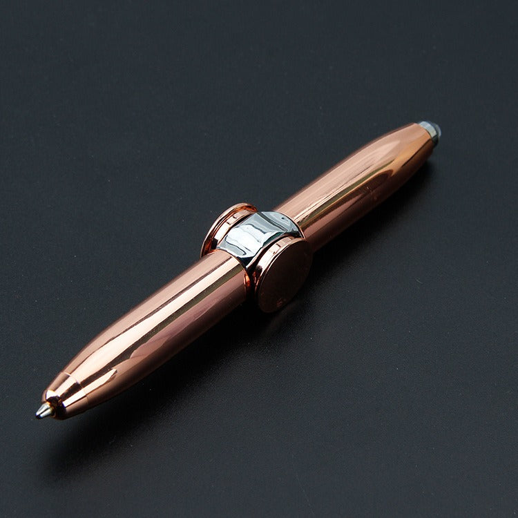 Multi functional rotating luminous flash decompression fingertip rotating metal finger gyroscope ballpoint pen