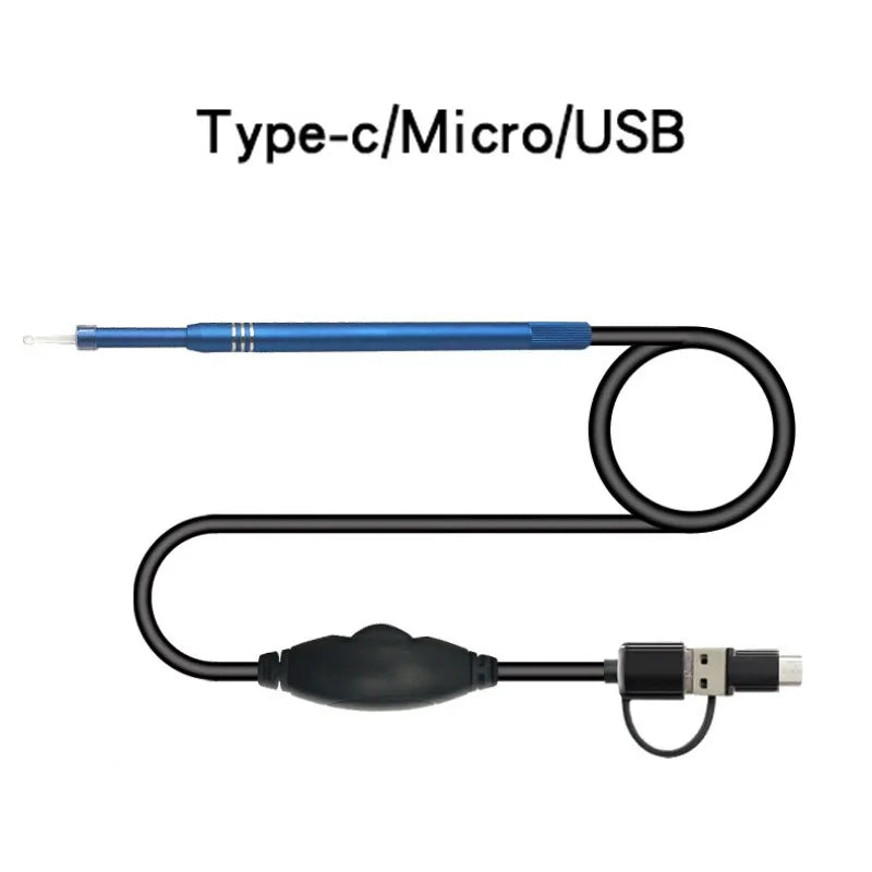 3 In 1 USB Endoscope HD Visual Ears Cleaning Earpick Spoon with 6 LED Light Ear Cleaning Tool Ear Massage