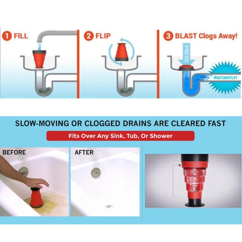 Manual Clog Cannon High Pressure Air Power Drain Blaster Manual Toilets Bath Kitchen Sink Plunger Cleaner Pump Tools