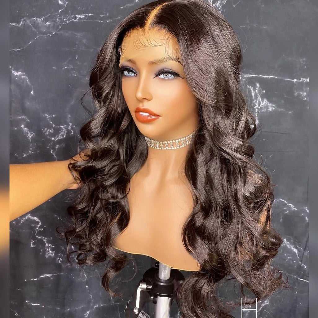 Natural Buckle Wig Black Big Wave Chemical Fiber Front Lace Long Curly Hair High Temperature Silk Headgear