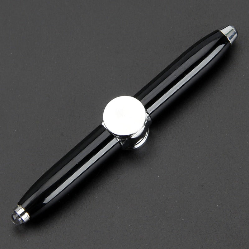 Multi functional rotating luminous flash decompression fingertip rotating metal finger gyroscope ballpoint pen