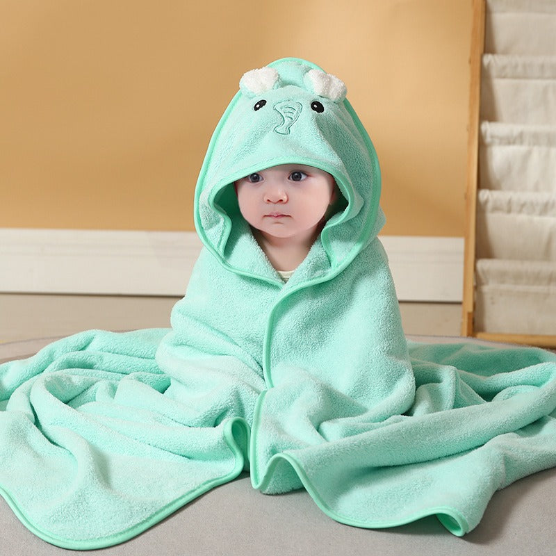 child baby cartoon animal face elephant hooded towel newborn