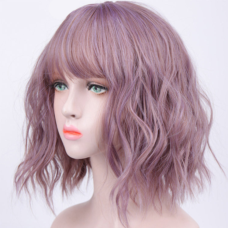 Fashionable synthetic short curly bob wig with a corn perm texture, featuring European and American style