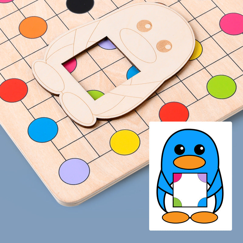 Wooden Penguin Looking For Color Matching Children's Educational Early Education Puzzle Toy Space Orientation Color Cognitive Game