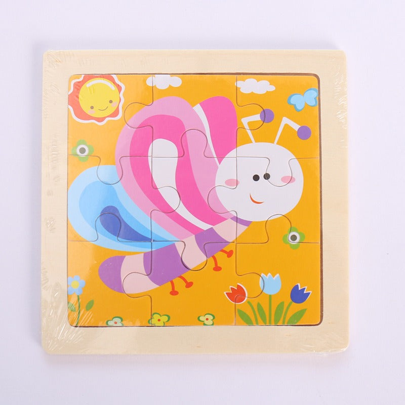 9 Pieces Of Wooden Children's Puzzle Toys Early Childhood Educational Cartoon Animal Transportation Cognitive Puzzle Board