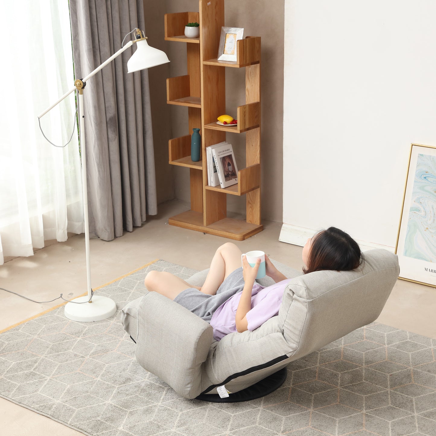 Adjustable head and waist game chair lounge chair in the living room 360 degree rotatable sofa chair