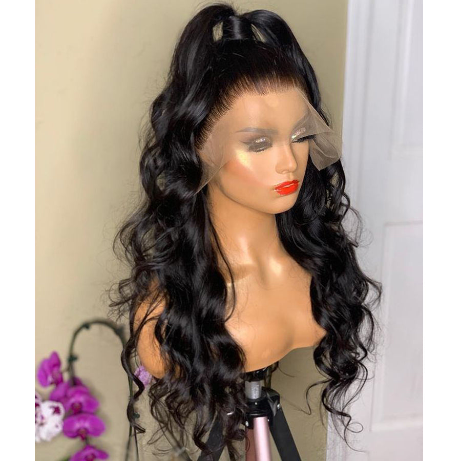 Natural transition wig with big waves, featuring long, curly, high-temperature synthetic fiber and front lace headgear