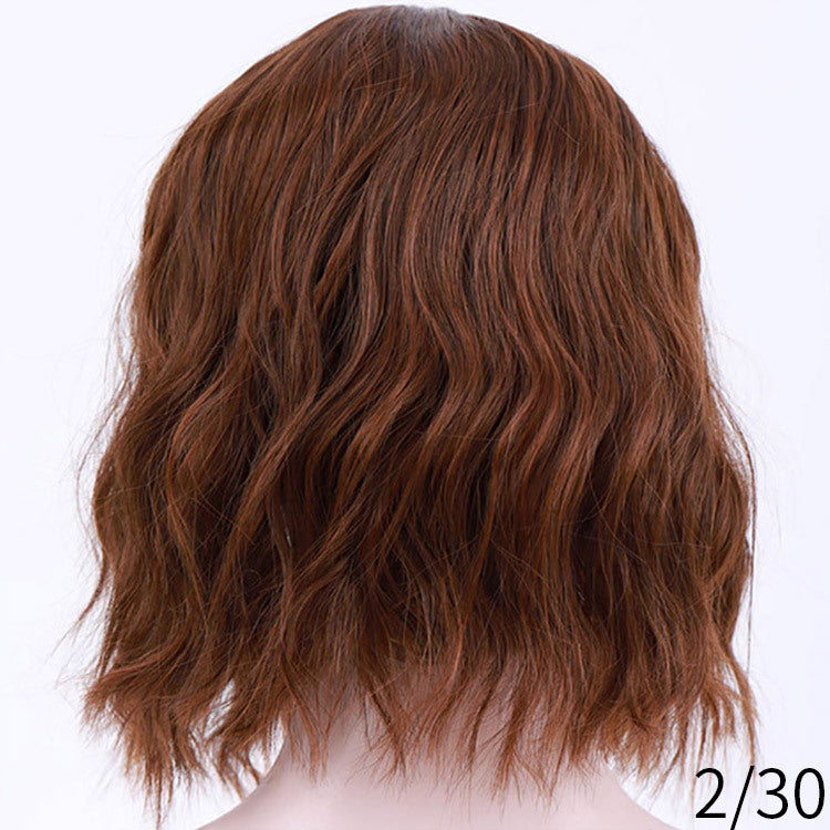 Fashionable synthetic short curly bob wig with a corn perm texture, featuring European and American style