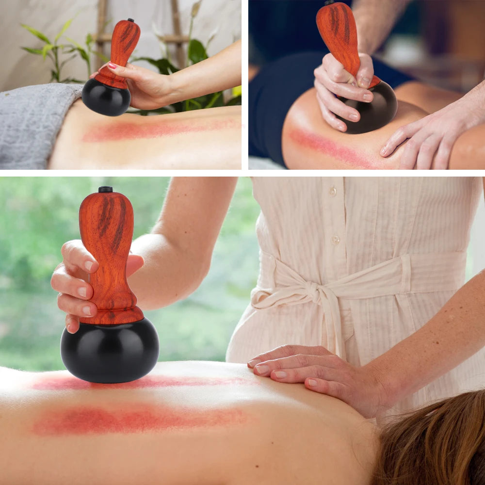 PASTSKY Hot Stone Electric Gua Sha Massager Bian Stone Guasha Tool Skin Scraping Back Face Massage Body Warm Moxibustion Therapy