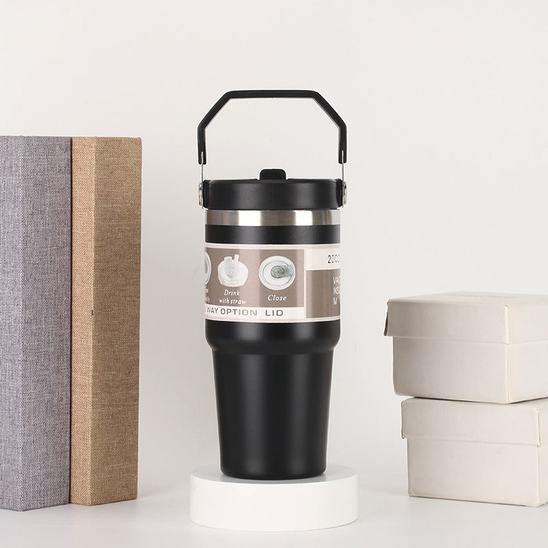 20oz30ozPortable Car Cup Stainless Steel Cup Travel Sports Water Bottle With Handle Cover Coffee Tumbler Cup