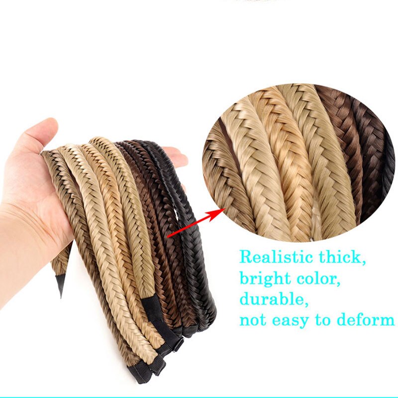 16Inch Synthetic Wig Female Fishbone Hairband Woven Twist Braid Multicolor Adjustable Hair Accessories