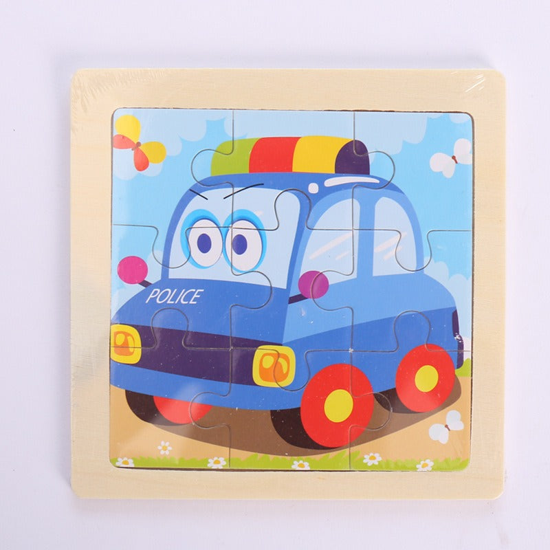 9 Pieces Of Wooden Children's Puzzle Toys Early Childhood Educational Cartoon Animal Transportation Cognitive Puzzle Board