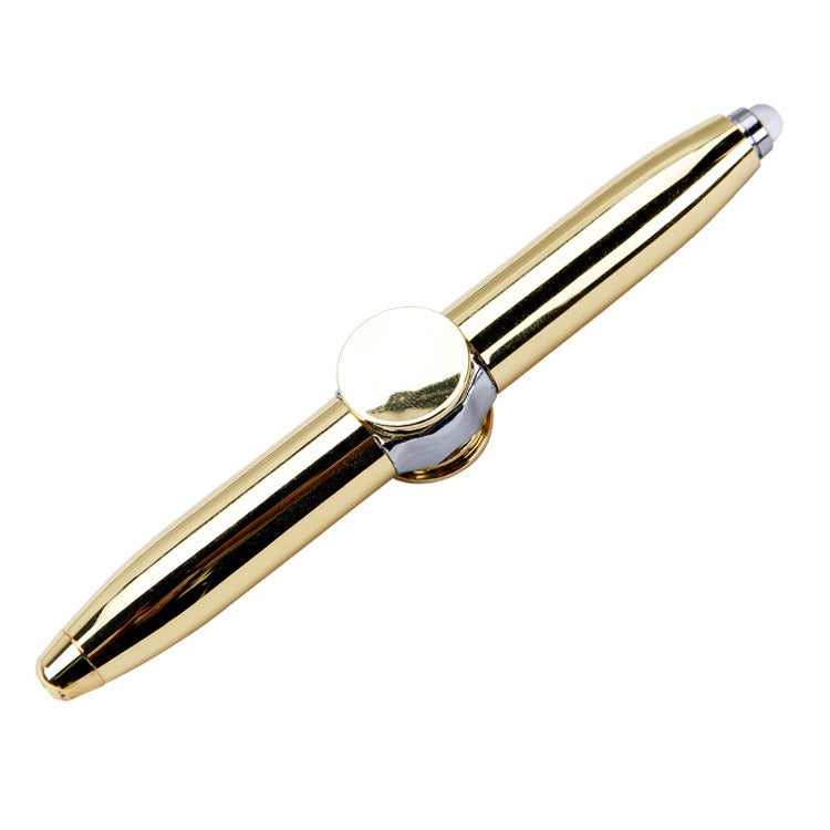 Multi functional rotating luminous flash decompression fingertip rotating metal finger gyroscope ballpoint pen