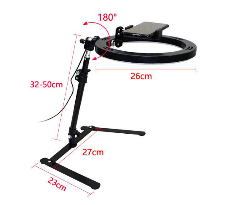 26CM LED with tripod stand and bluetooth, ideal for YouTube videos, live cooking, photography, and selfies