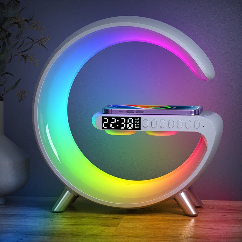 Intelligent Bluetooth Speaker Projection Lamp Wireless Rechargeable Bedside Night Light Sunrise Wake-Up Lamp Polar Atmosphere Table Lamp