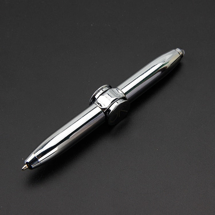 Multi functional rotating luminous flash decompression fingertip rotating metal finger gyroscope ballpoint pen