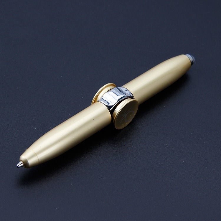 Multi functional rotating luminous flash decompression fingertip rotating metal finger gyroscope ballpoint pen