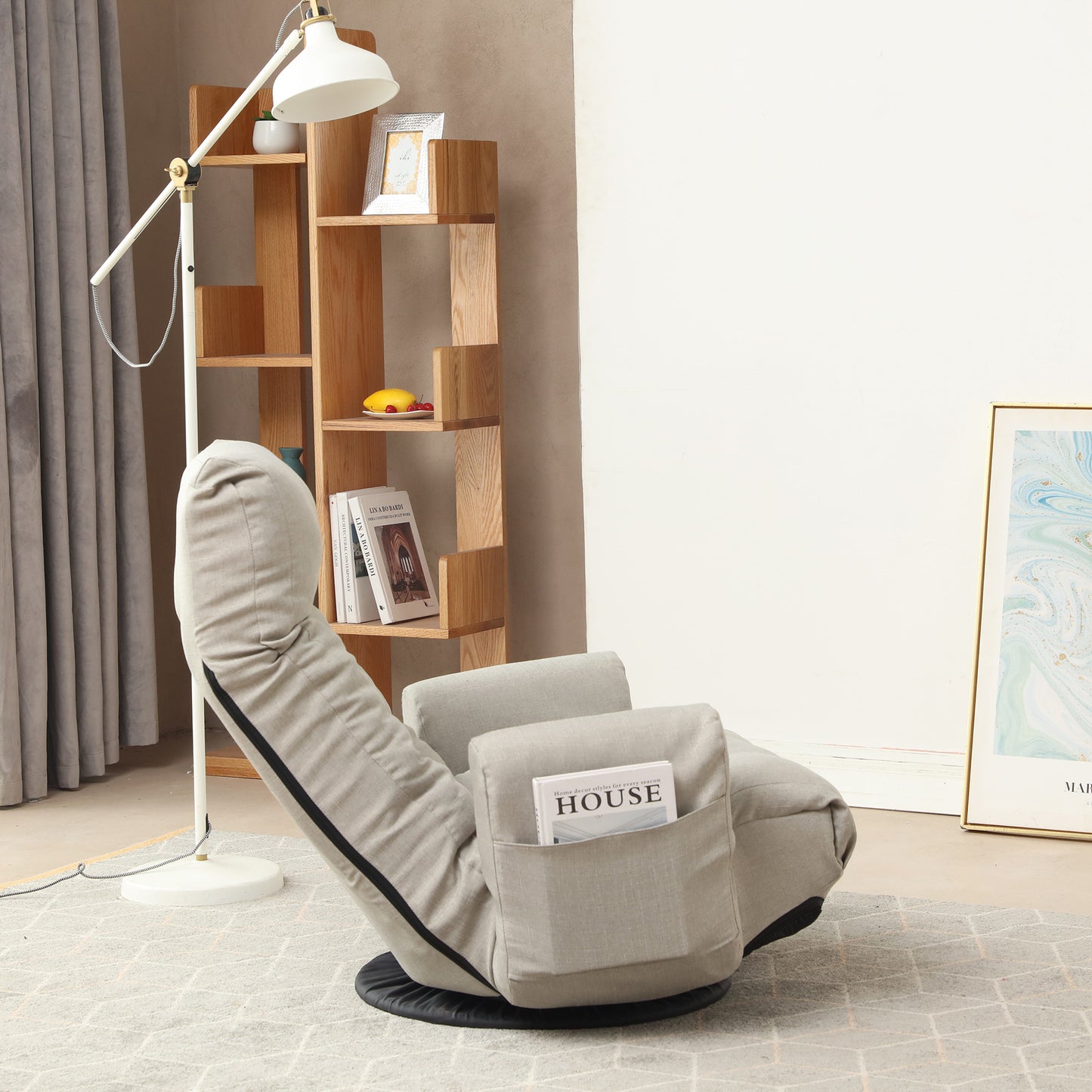 Adjustable head and waist game chair lounge chair in the living room 360 degree rotatable sofa chair