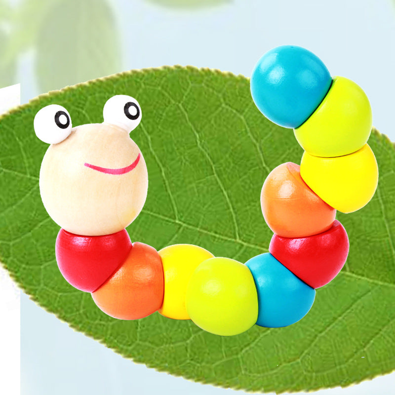 Colorful Simulation Caterpillar Twist Worm Baby Educational Early Education Wooden Toy Doll Worm Building Blocks