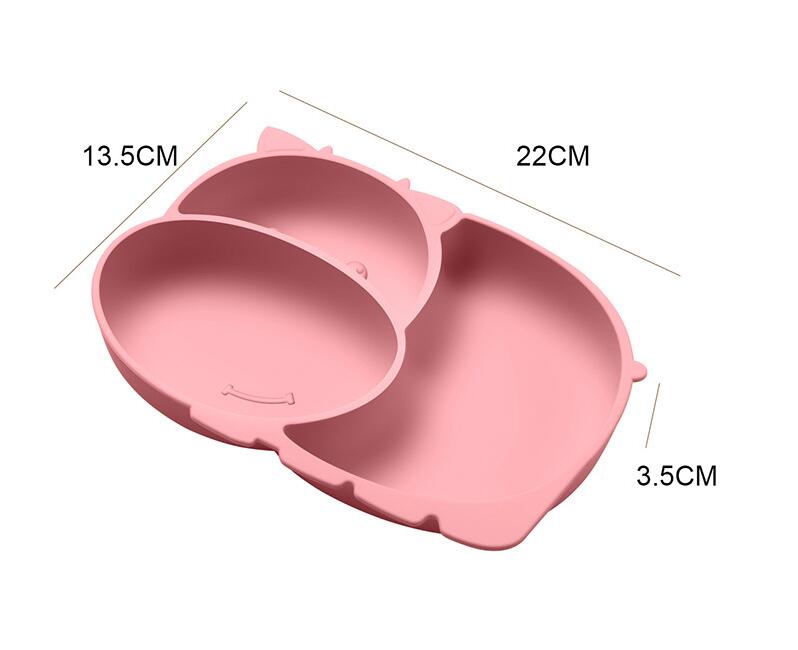 Baby All-In-One With Suction Cup Compartment Food Supplement Bowl Fork Spoon Feeding Tableware Set Children's Silicone Dinner Plate