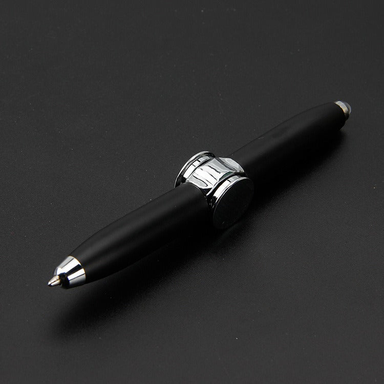 Multi functional rotating luminous flash decompression fingertip rotating metal finger gyroscope ballpoint pen