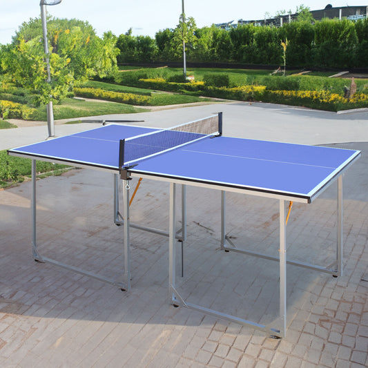 6ft Mid-Size Table Tennis Table Foldable & Portable Ping Pong Table Set for Indoor & Outdoor Games with Net