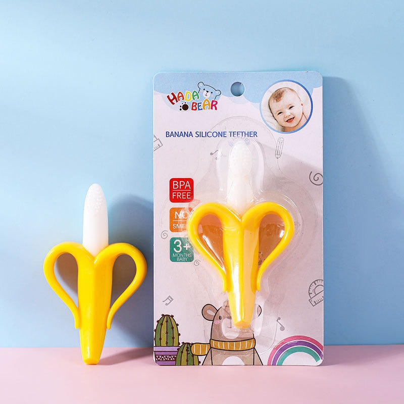 Maternal and Infant Products Baby Banana Gum Tooth Grinder Bite Food Silicone Fruit Gum Baby Training Toothbrush