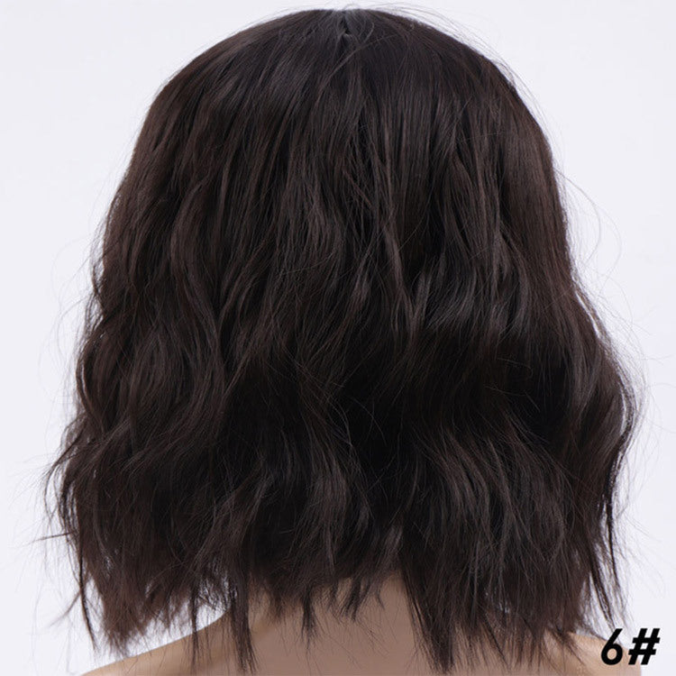 Fashionable synthetic short curly bob wig with a corn perm texture, featuring European and American style