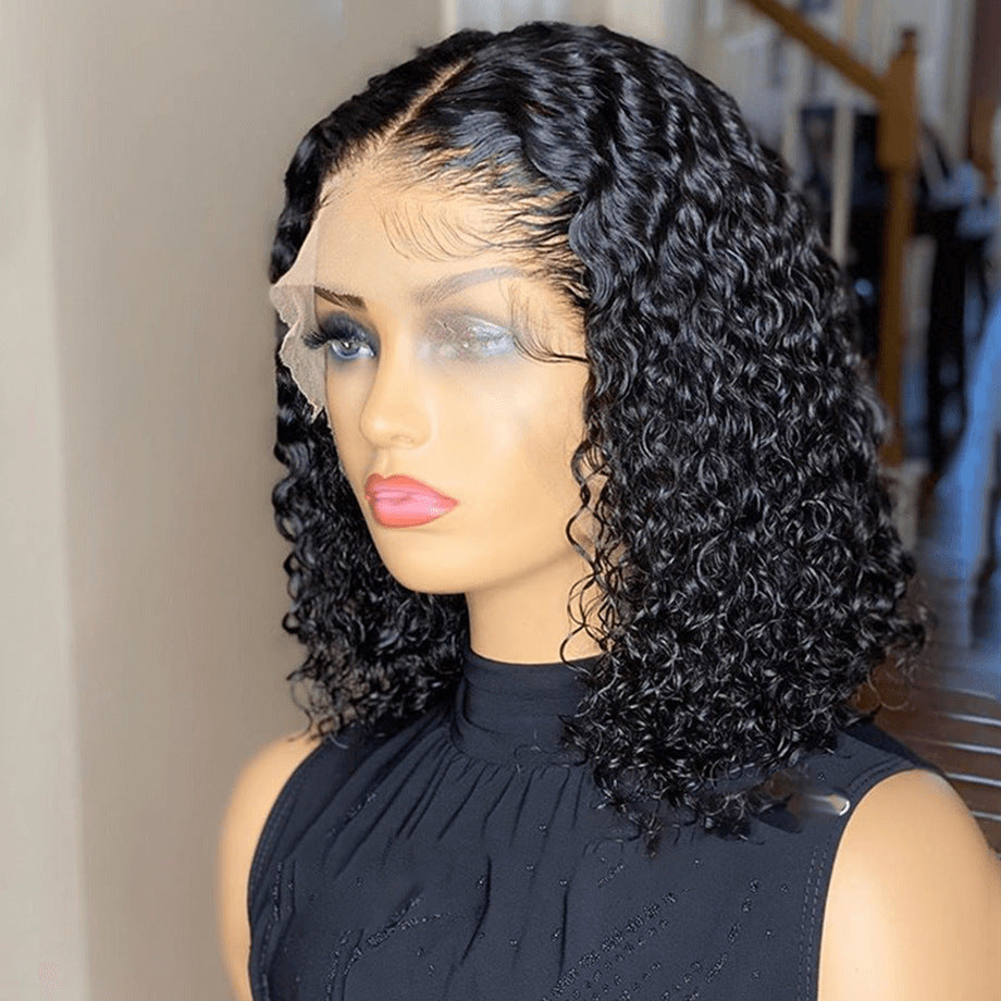 Short curly synthetic wig for women, featuring a European and American style with African small curls and voluminous appearance