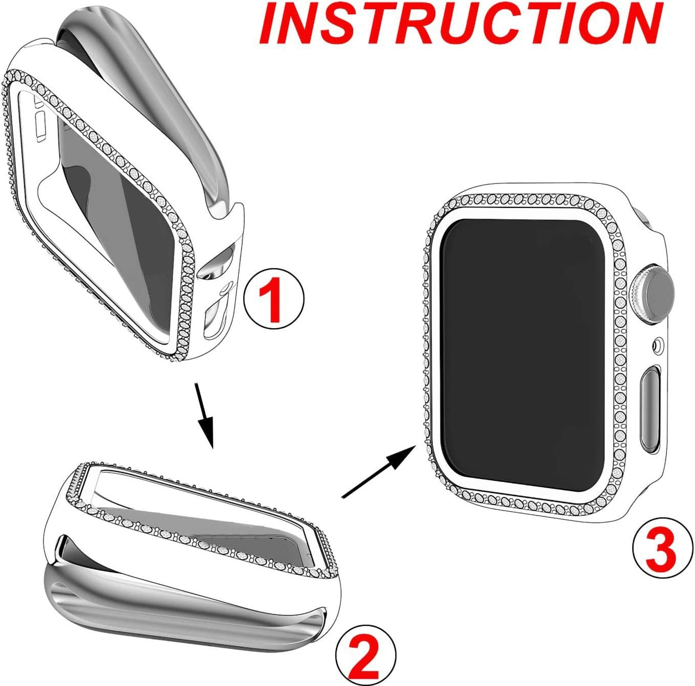 Suitable for iwatch8 Apple Watch Case Protection Case PC Single Row Diamond Hollow Case 41MM45MM