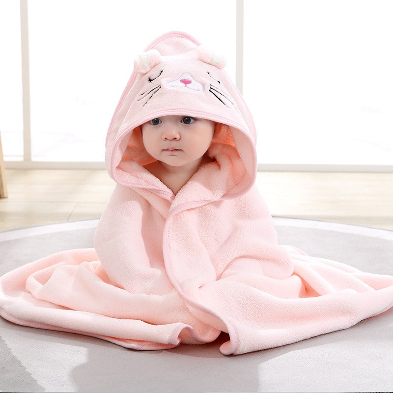 child baby cartoon animal face elephant hooded towel newborn