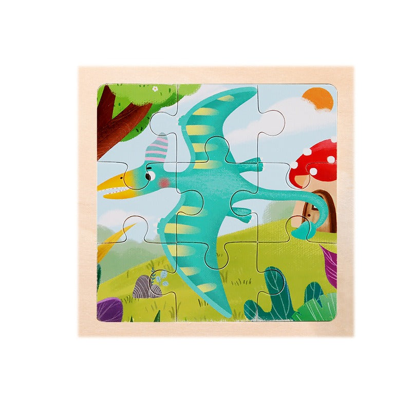 9 Pieces Of Wooden Children's Puzzle Toys Early Childhood Educational Cartoon Animal Transportation Cognitive Puzzle Board