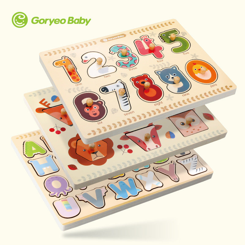 Korean Goryeo Baby Digital Shape Traffic Hand Grab Board Puzzle Infant Early Education Animal Toy Cognitive Puzzle