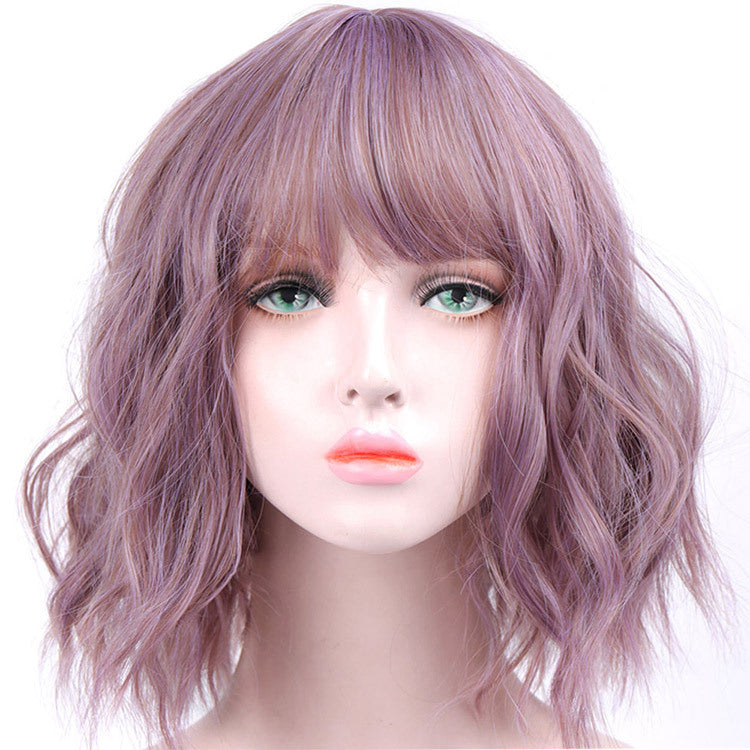 Fashionable synthetic short curly bob wig with a corn perm texture, featuring European and American style