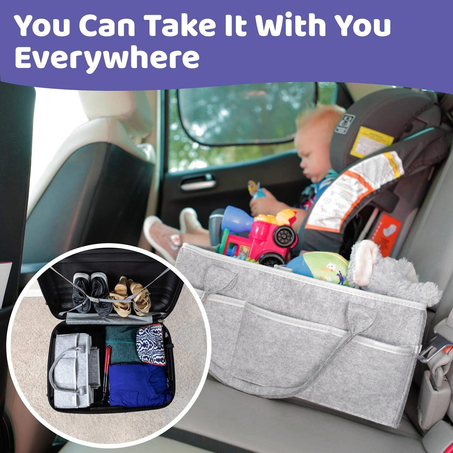 Baby Diaper Caddy Organizer Portable Holder Bag for Changing Table and Car, Nursery Essentials Storage bins 38*23*18cm