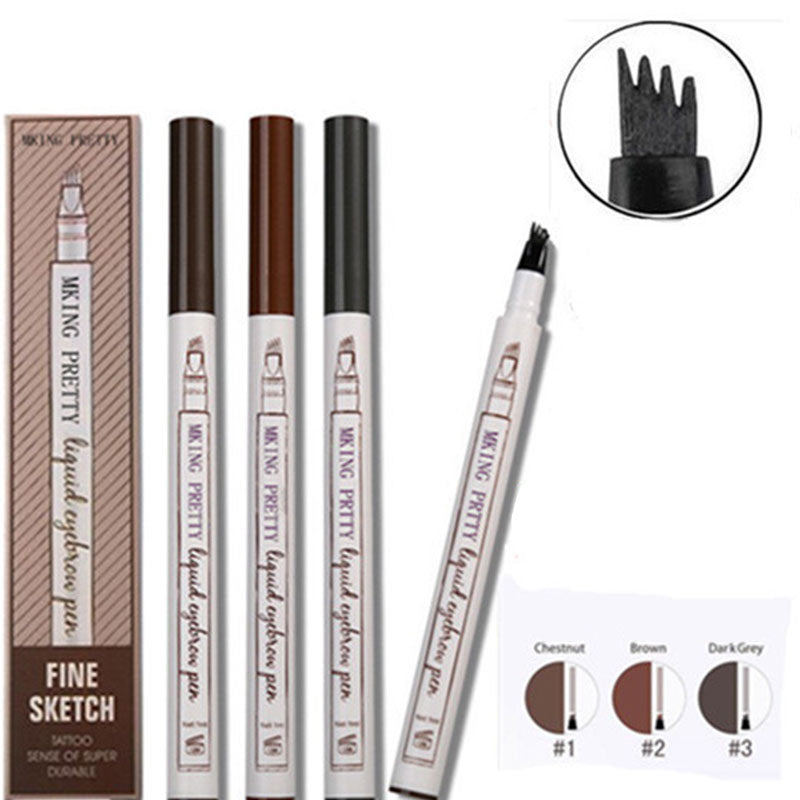 Makeup Micro Sculpture Fine Grain Eyebrow Pen Four Fork Eyebrow Pen Anti Sweating and Non Staining Liquid Eyebrow Pen Four Head