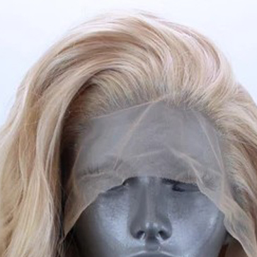 Linen-Colored synthetic fiber front lace wig with a Natural Hairline