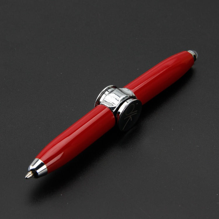 Multi functional rotating luminous flash decompression fingertip rotating metal finger gyroscope ballpoint pen