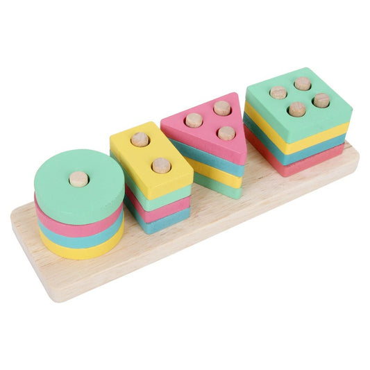 Montessori Macaron color four column children's early education puzzle geometric shape matching building block toy set