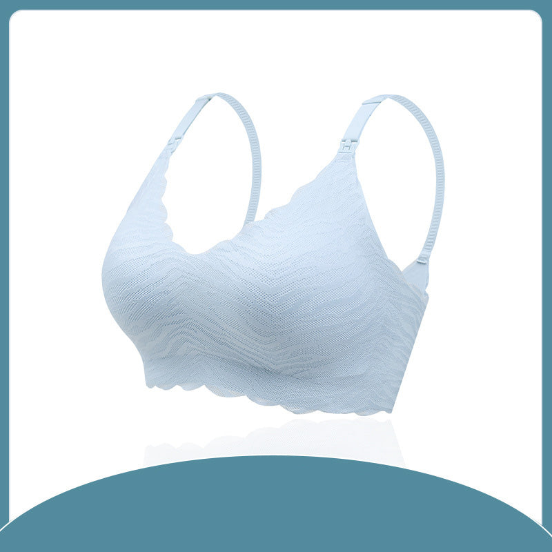 One-Piece Fixed Cup Nursing Underwear Non-Marking No Steel Ring Gathering Pregnancy Comfortable Postpartum Breastfeeding Bra