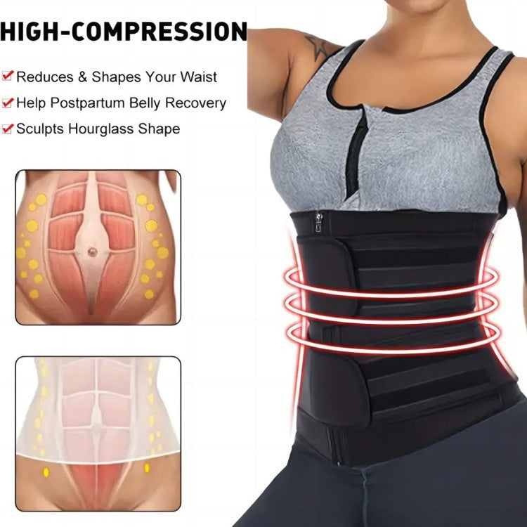 Cross-border sports women's waist trainer slimming belt sweaty adjustable zipper reinforced body shaping abdominal belt