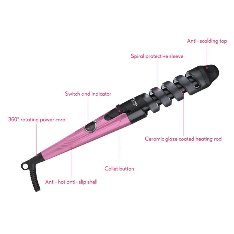 Magic Pro Hair Curlers Electric Curl Ceramic Spiral Hair Curling Iron Wand Salon Hair Styling Tools  Hair Wand Curler Iron